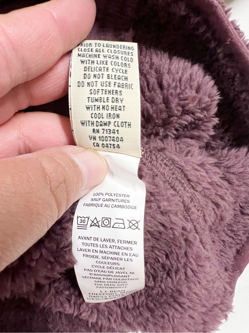 LL Bean Womens Burgandy Hi Pile Ultra Plush Fleece Pullover Size XL - Picture 7 of 10